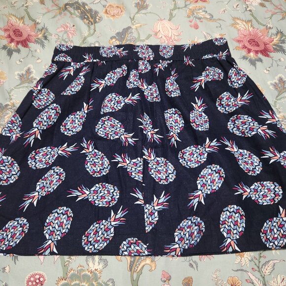 Loft Outlet Pineapple Patterned Linen Blend Skirt Multi Color Size Large - Picture 4 of 5